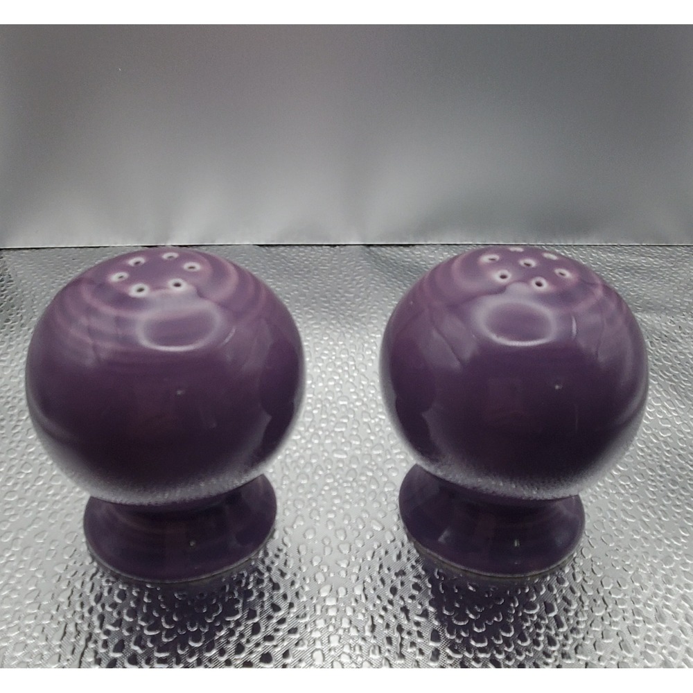 Fiesta Plum Salt and Pepper Shakers Set Homer Laughlin Purple Ceramic Sphere